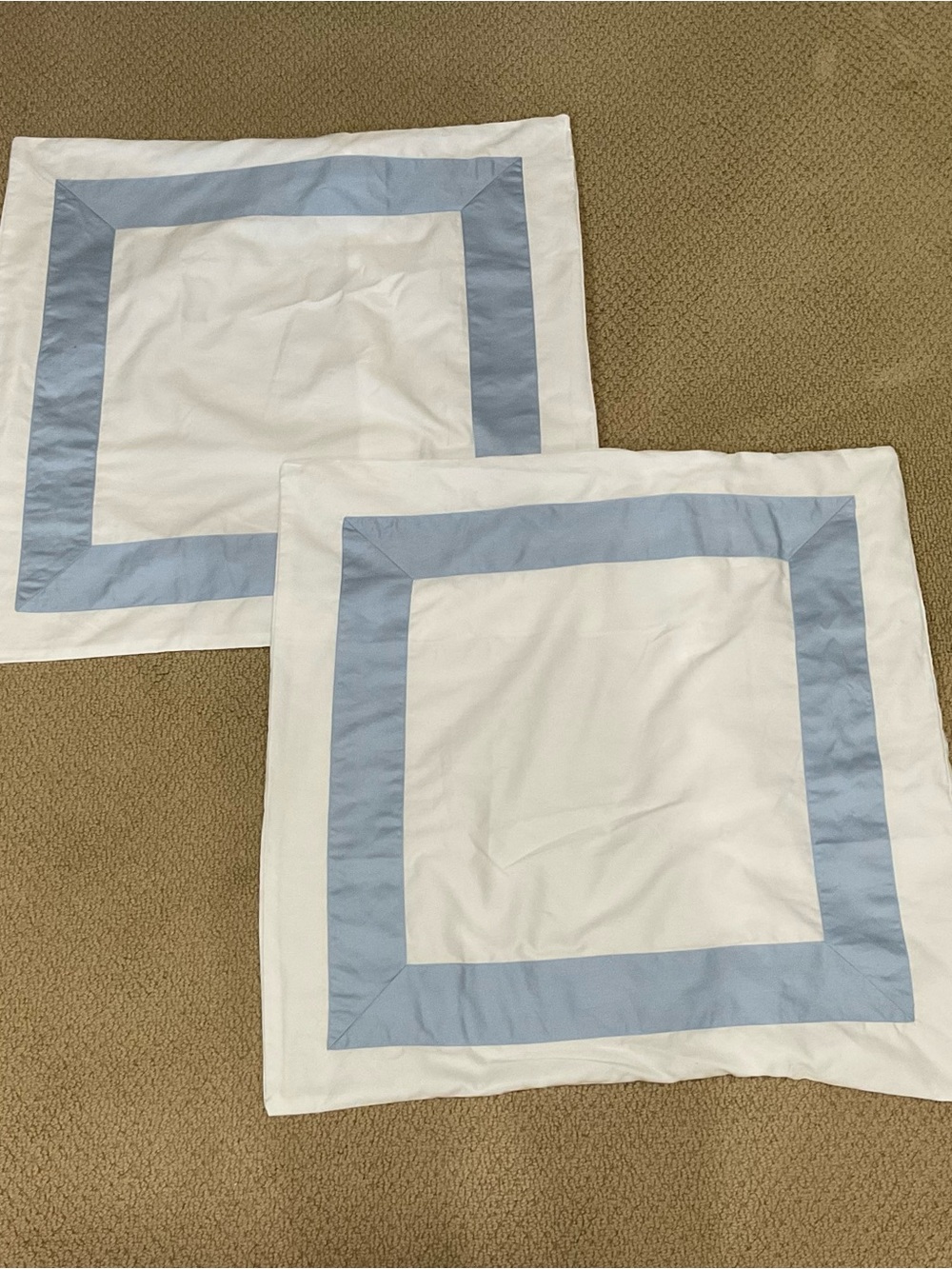 White and Light Blue Euro Shams Covers - Set of 2